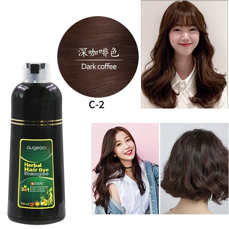 1pc 500ml black foam hair coloring agent does not stick to the scalp.dark brown hair dye hair dye shampoo Effective in 5 minutes