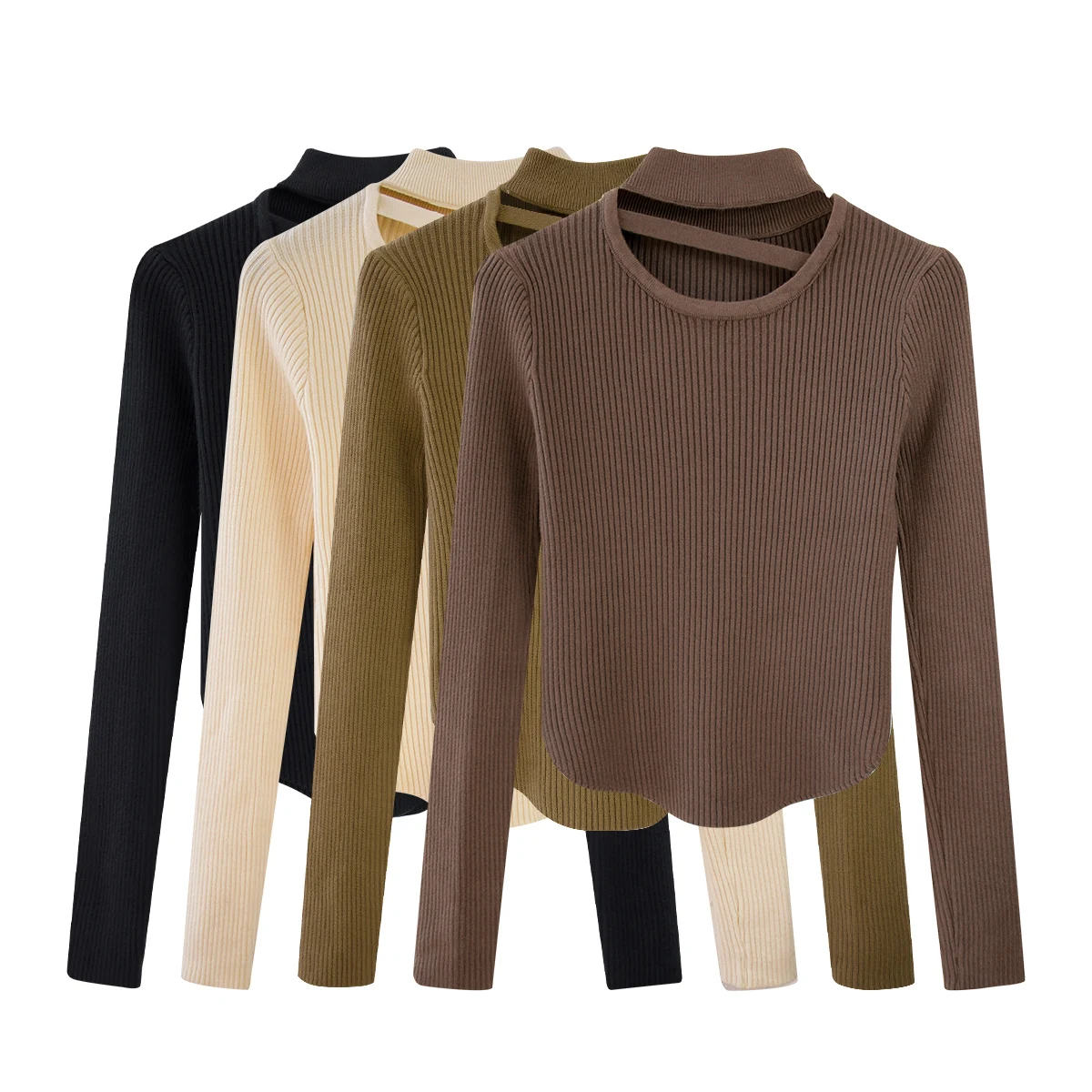 Maglieria calda da donna a maniche lunghe Top solidi Dolcevita coreano scavato Maglione da donna Autunno Inverno Pullover morbidi Maglione
