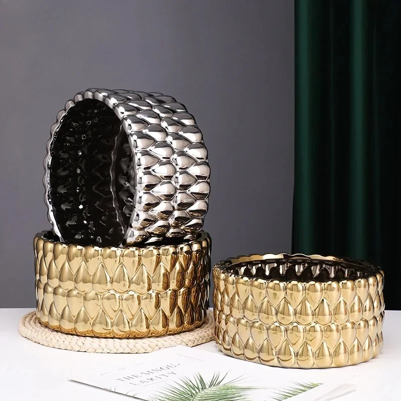 Electroplated Ceramic Flower Pot Succulent Pots Gardening Supplies Plant Pots Garden Pots Planters Decoration Crafts Flower Vase