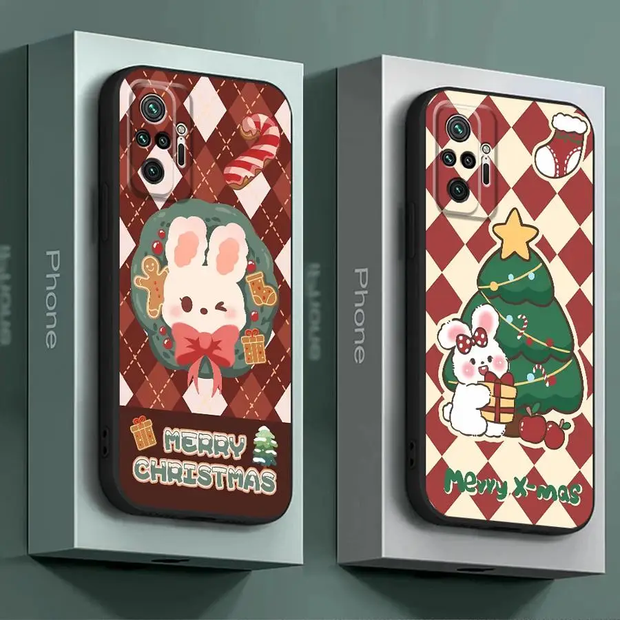 Christmas Cartoon Rabbit Phone Case for Xiaomi Redmi Note 11 Pro 5G 12S 11S 12 13 11 Pro Plus 10S 10 Pro 13 5G 7 8 9 Coque Cover