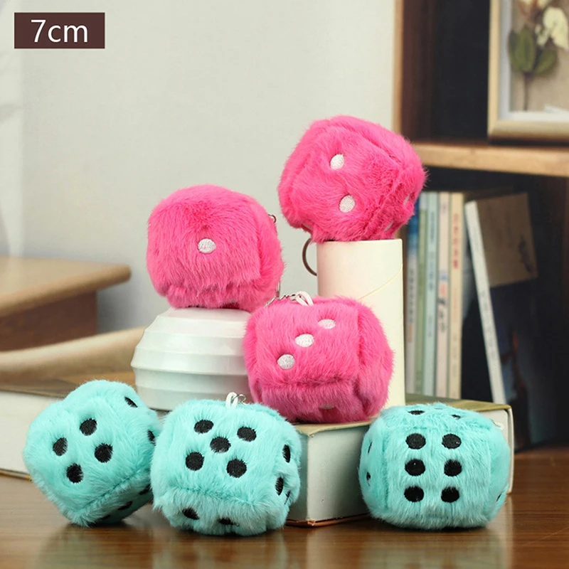 Creative Dice Plush Toys Keychain Funny Doll Bag Pendant For Car Interior Accessories Ornament Decoration Children Gift Toy