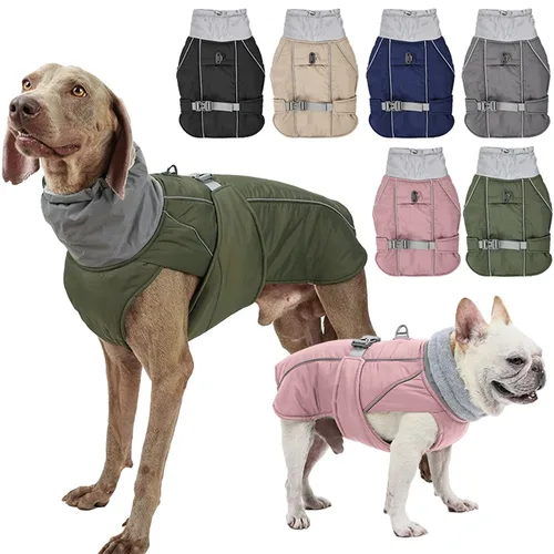 Spring New Thicken Warm Pet Dog Jacket Reflective Safety Vest Jacket Pet Waterproof Coat Dogs Training Thermal Cotton Clothes 