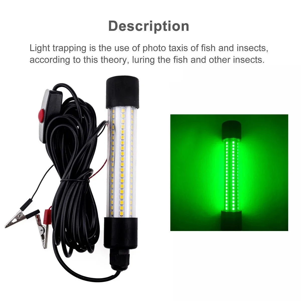 Imagem -03 - Luz Subaquática Led Super Brilhante Iluminação Exterior Lâmpadas Verdes ac dc 12v 1200lm Submersível Noite Pesca Barco