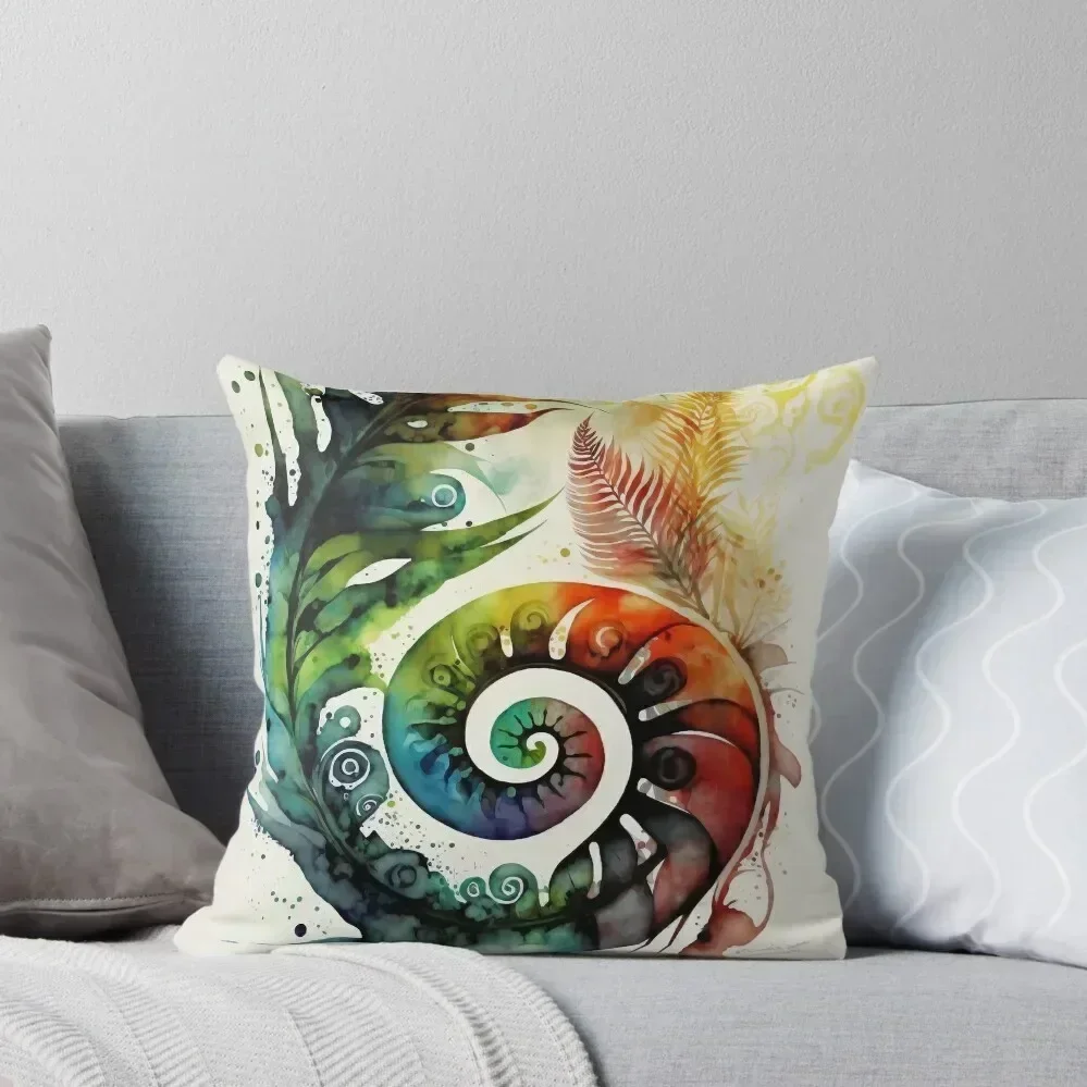 

Watercolor Māori Koru, New Zealand Art, Throw Pillow Cusions Cover Custom Cushion Christmas Covers For Cushions pillow