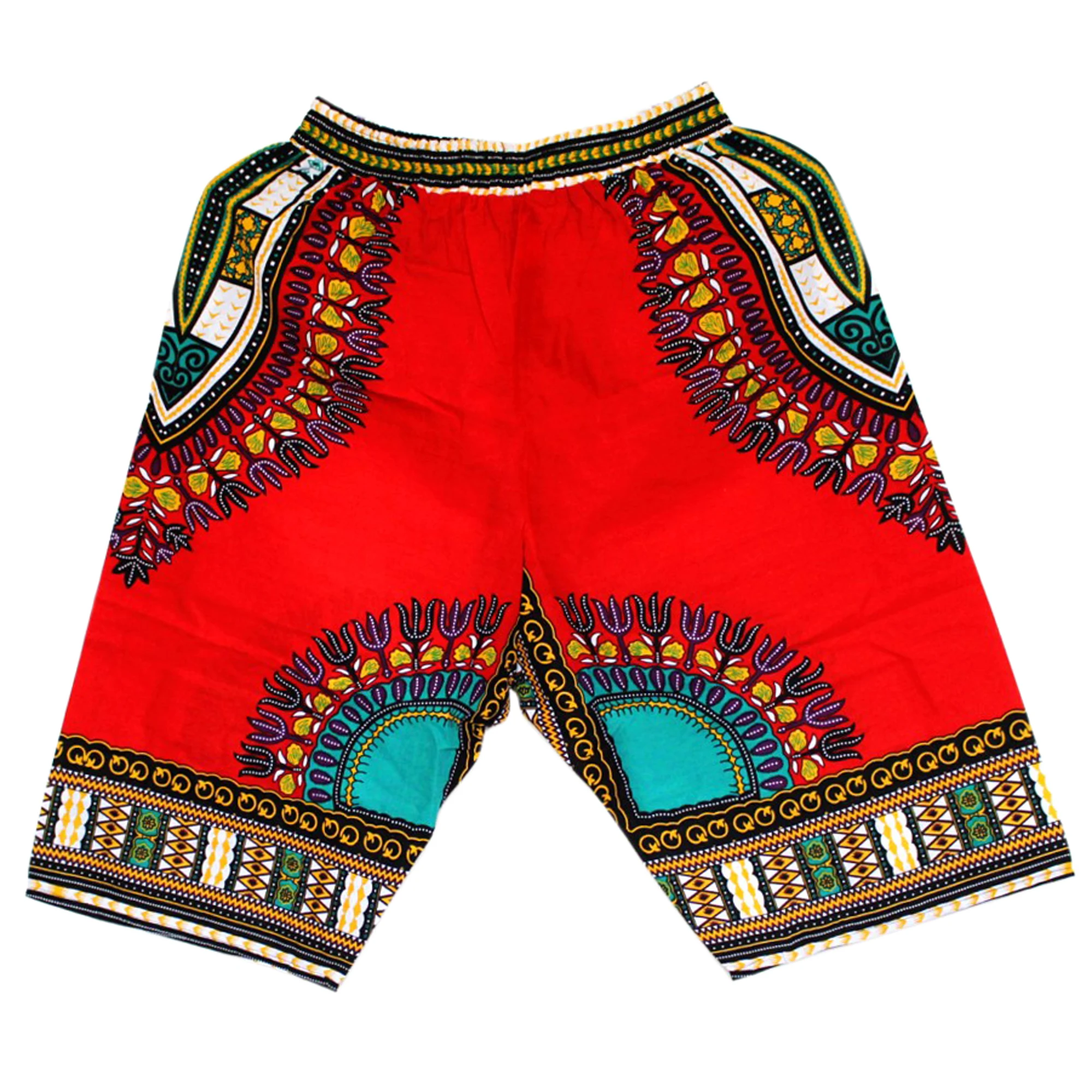 Unisex Colorful And Comfy: 100% Cotton African Dashiki Short Pants For Casual And Stylish Wear Traditional Print