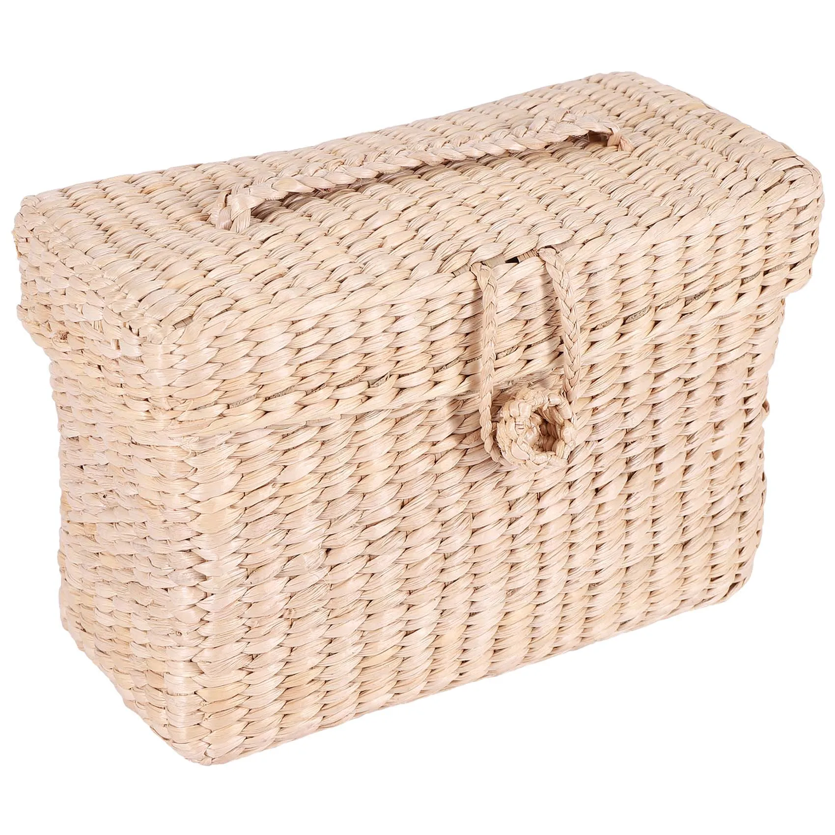 

Handmade Rattan Small Storage Box with Lid for Bulk Sundries Organizer Vintage Straw Basket Jewelry Case Container