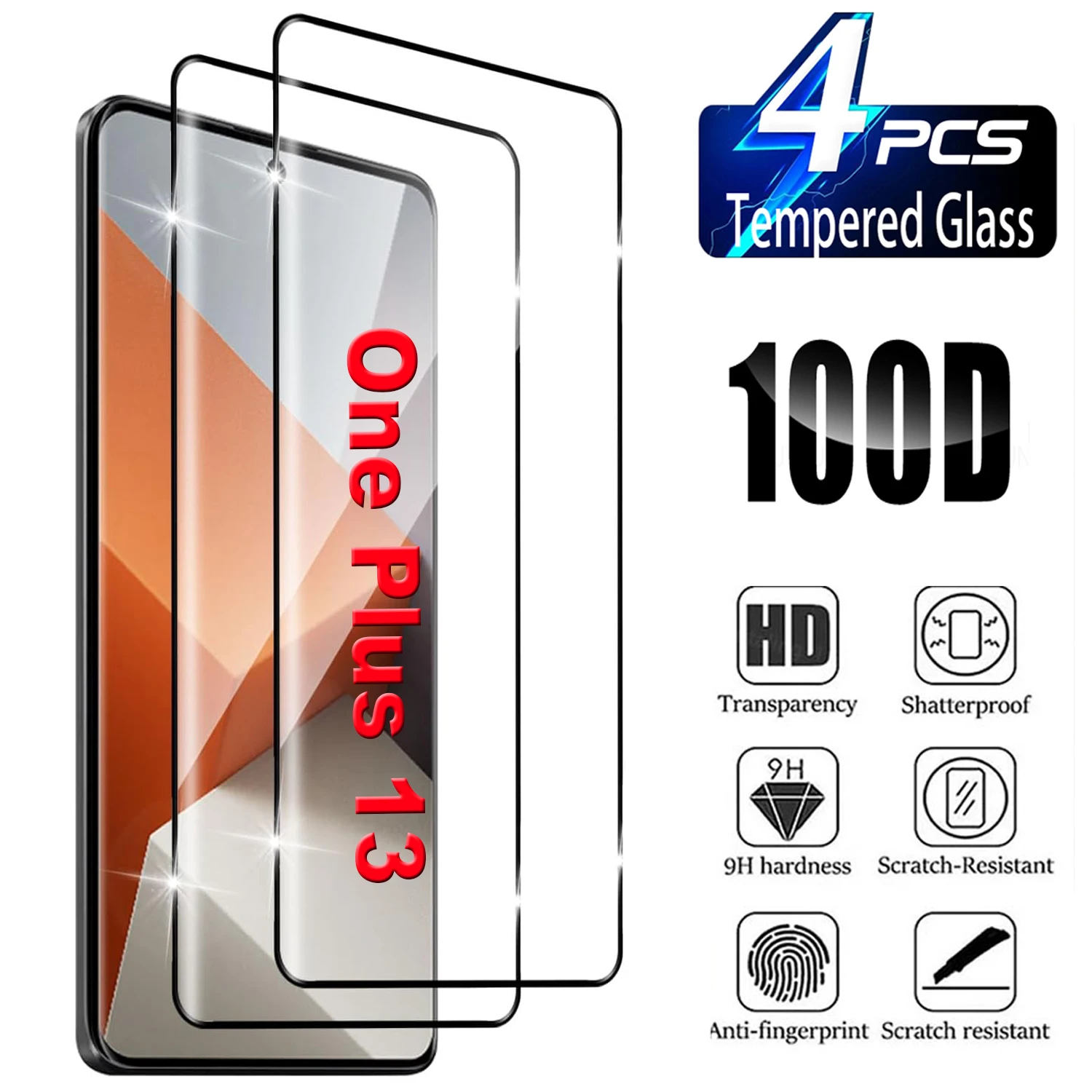 2/4Pcs 9H Curved Four Sides Glue Tempered Glass For Oneplus 13 HD Screen Protector