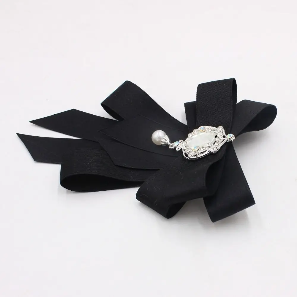 Luxury Ribbon Ribbon Bowtie Rhinestone Crystal Bow Tie Fabric Cloth Art Handmade Ribbon Bow Brooch For Men and Women
