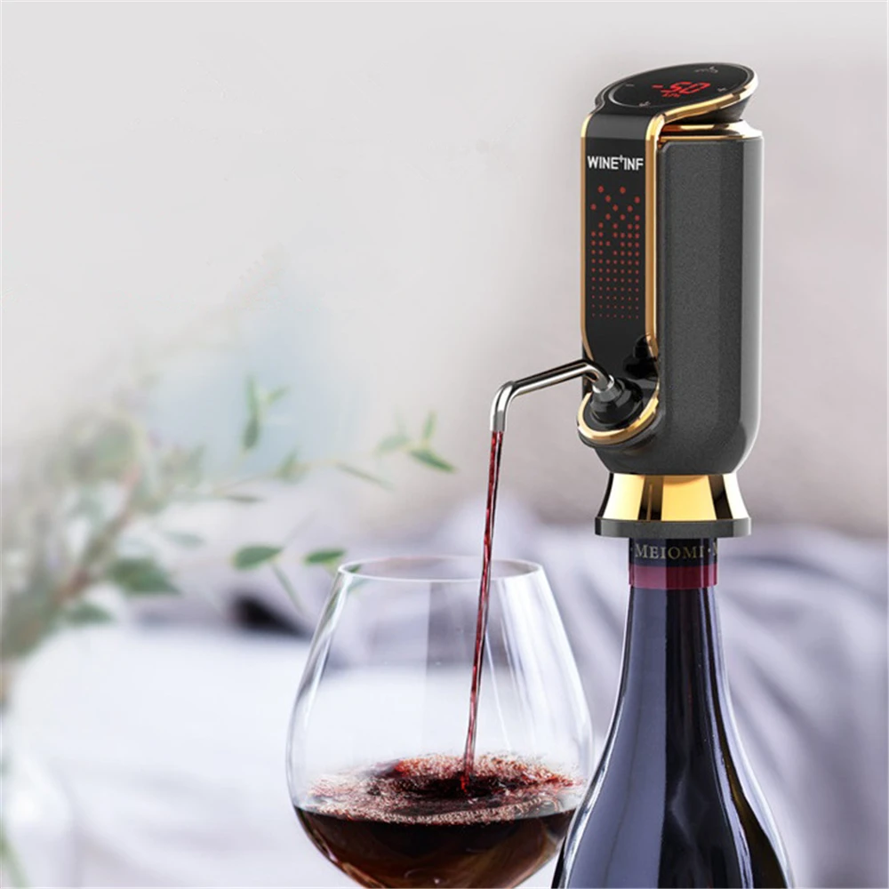 Electric Wine Aerator Quick Sobering Decanter IPX4 Waterproof Wine Output Setting Vacuum Preservation 10 Days Wine Stopper