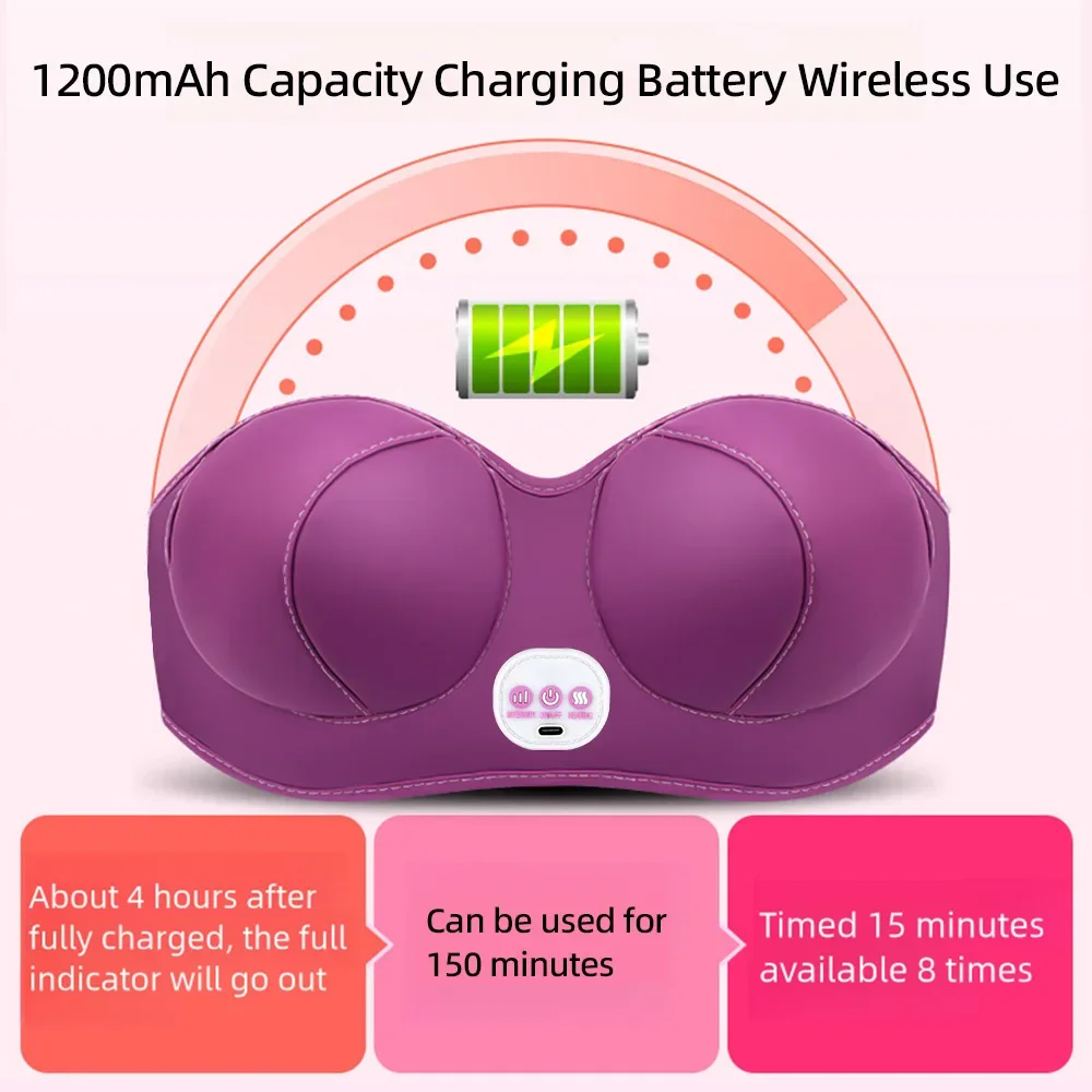 مدلك الثدي الكهربائي مضخة تكبير الثدي تدليك الثدي رفع التصريف اللمفاوي مدلك الصدرية تكبير شحن USB #6
