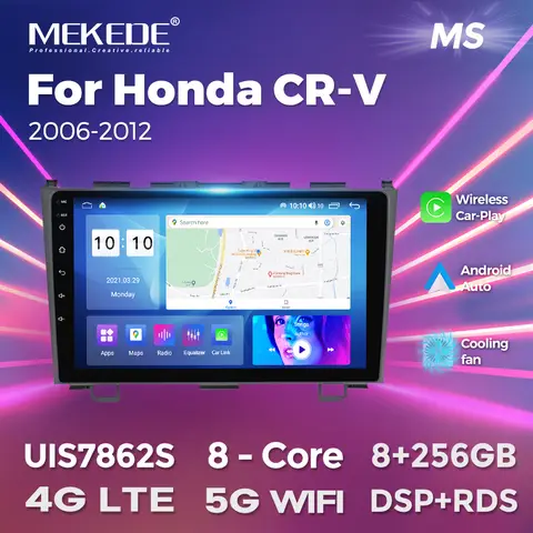 MEKEDE 무선 카플레이, 안드로이드 오토 8 코어, 자동차 라디오 멀티미디어 비디오 스테레오 플레이어, GPS 네비게이션, 혼다 CR-V 2006-2012 DSP