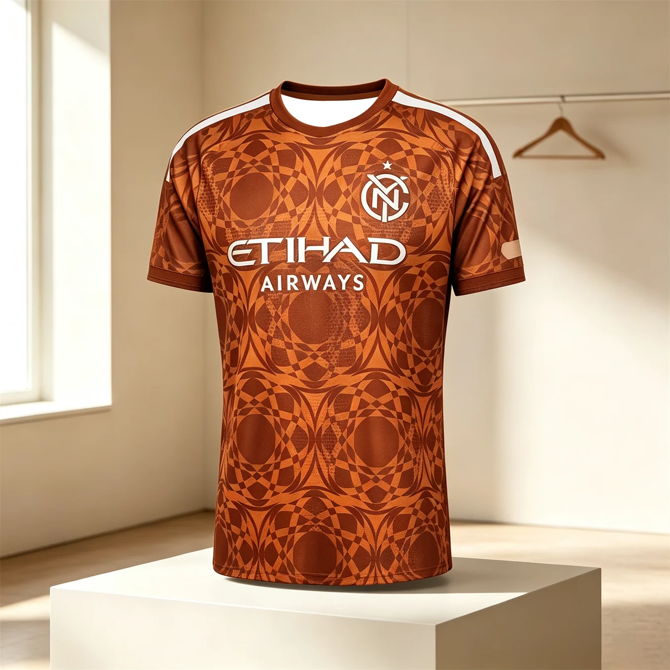 2026 NYCFC Rotes Geometrisches Fußballtrikot Schnelltrocknend Atmungsaktives Fußball-T-Shirt Etihad-Druck MLS Trainingsuniform Unisex Fan-Sport-Oberteil – Detail 3