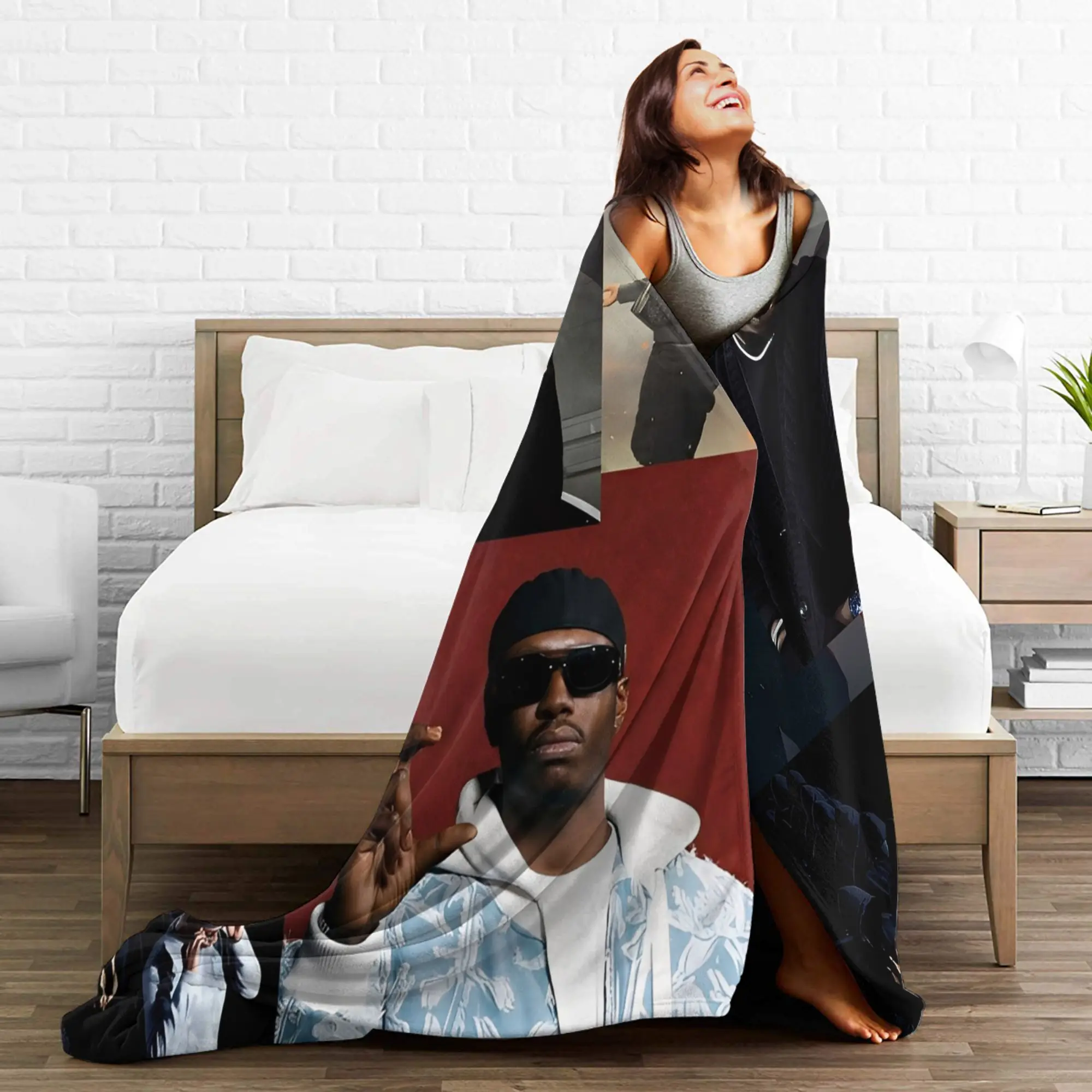 Hommage Werenoi Rapper Knitted Blankets Legend Never Die Throw Blanket Airplane Travel Lightweight Bedspread Multi-function