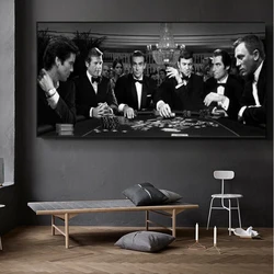 Classic Movie Poster and Prints Poker Game Black And White Art Canvas Painting Wall Pictures for Living Room, Home Decor