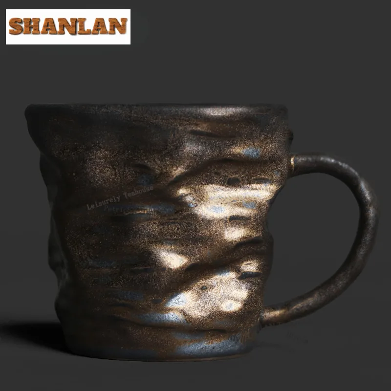 

Чайная чашка 400 мл из фарфора фамбе с черным золотым декором, роскошная чайная чаша, чашка для дегустации ароматов, мастер-чашки Цзяньчжань, предметы для домашнего чаепития, подарок