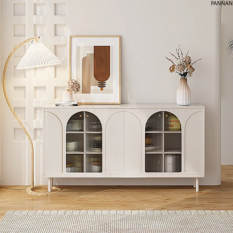 

Wabi-sabi wind dining side cabinet, modern simple storage, tea and wine, living room storage against the wall