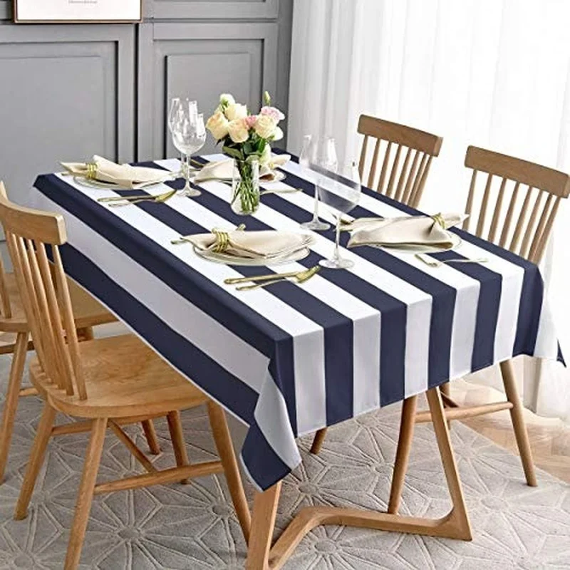 Simple and Fashionable Black and White Striped Rectangular Tablecloth Kitchen Restaurant Decoration Table Waterproof Tablecloth