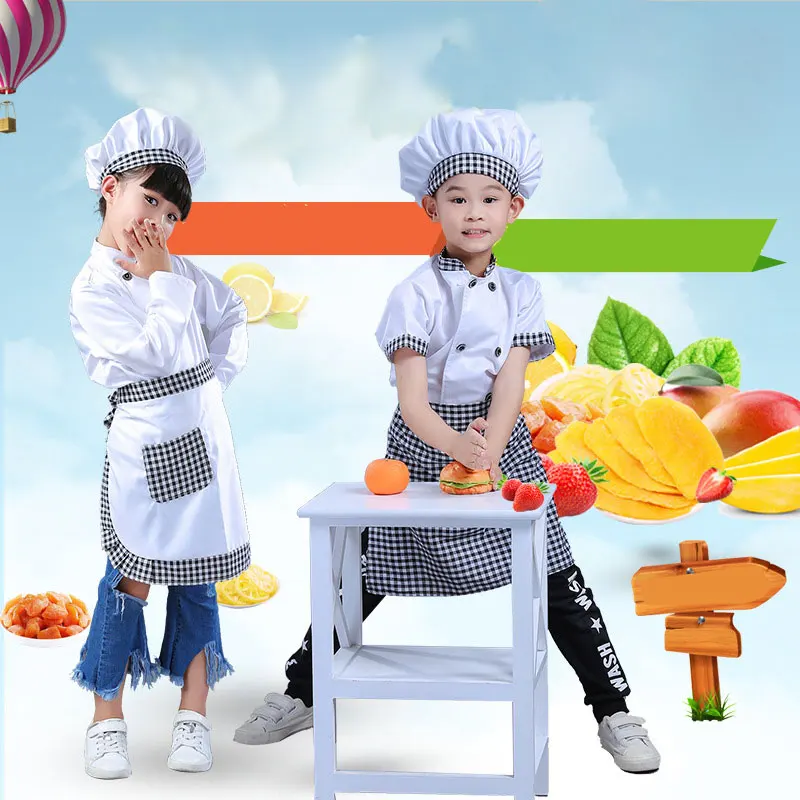 Uniforme de Chef para niños, gorro de cocina, chaquetas de trabajo, restaurante para niños y niñas, disfraz de Cosplay para fiesta puesta en escena de Halloween