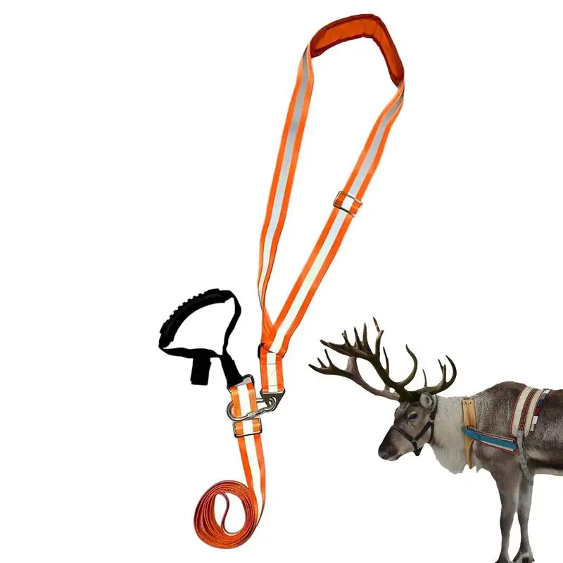 Nylon Reflective Deer Drag Harness Strap Adjustable Hunting Deer Belt With Handle Carabiner Shoulder Pad Multipurpose