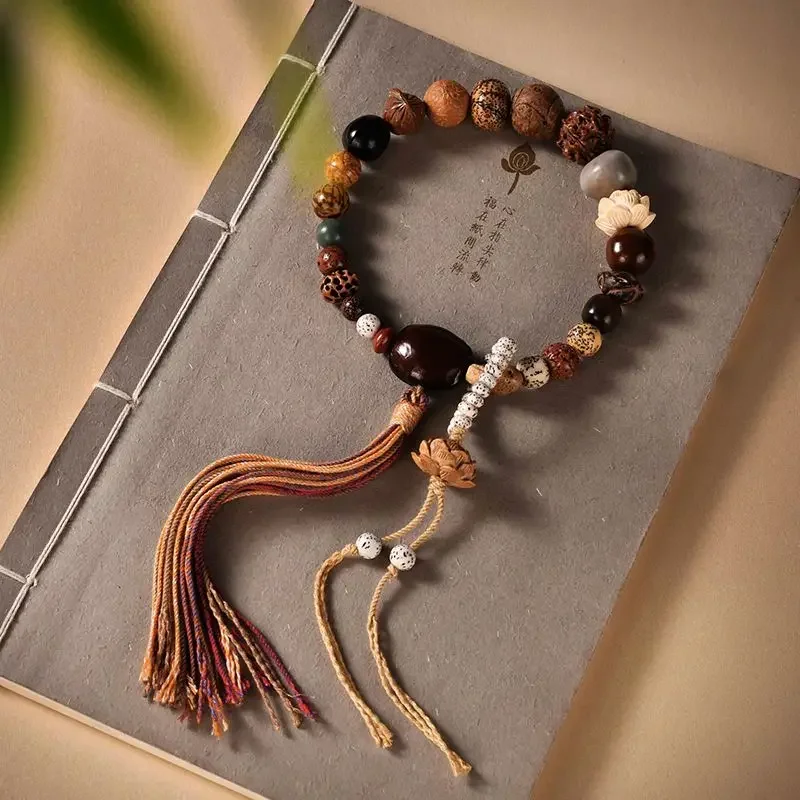 

New 18-Seed Hand-Held Rosary Bracelet Star Moon Bodhi Buddha Beads HandString Ethnic Style Good Luck in the Year of the