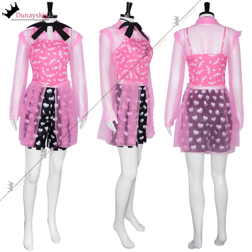 Anime Movie Monster Cosplay Dress High Girl Draculaura Costume Lolita Cos Parrucca rosa nera fai da te Halloween Gioco di ruolo vestito per le donne