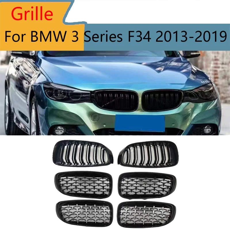 

Front Bumper Kidney Grille for BMW 3 Series GT F34 2013-2019 320i 328i 335i XDrive Gloss Black ABS Replacement Pair