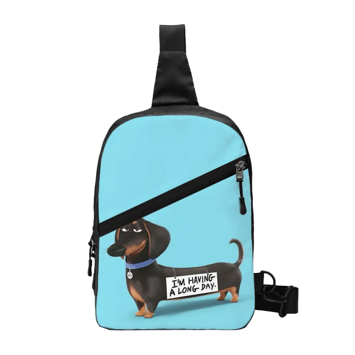 Dachshund Dog Funny Pupy Chest Bag Men Sling Crossbody Backpack Chest Bag Travel Hiking Daypack Shoulder Bag