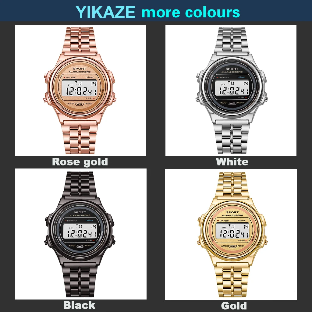 YIKAZE Men\'s Watch Classic F91 Stainless Steel Men Watches LED Digital  Sport Watch Business Electronic Wristwatch Clock for Man