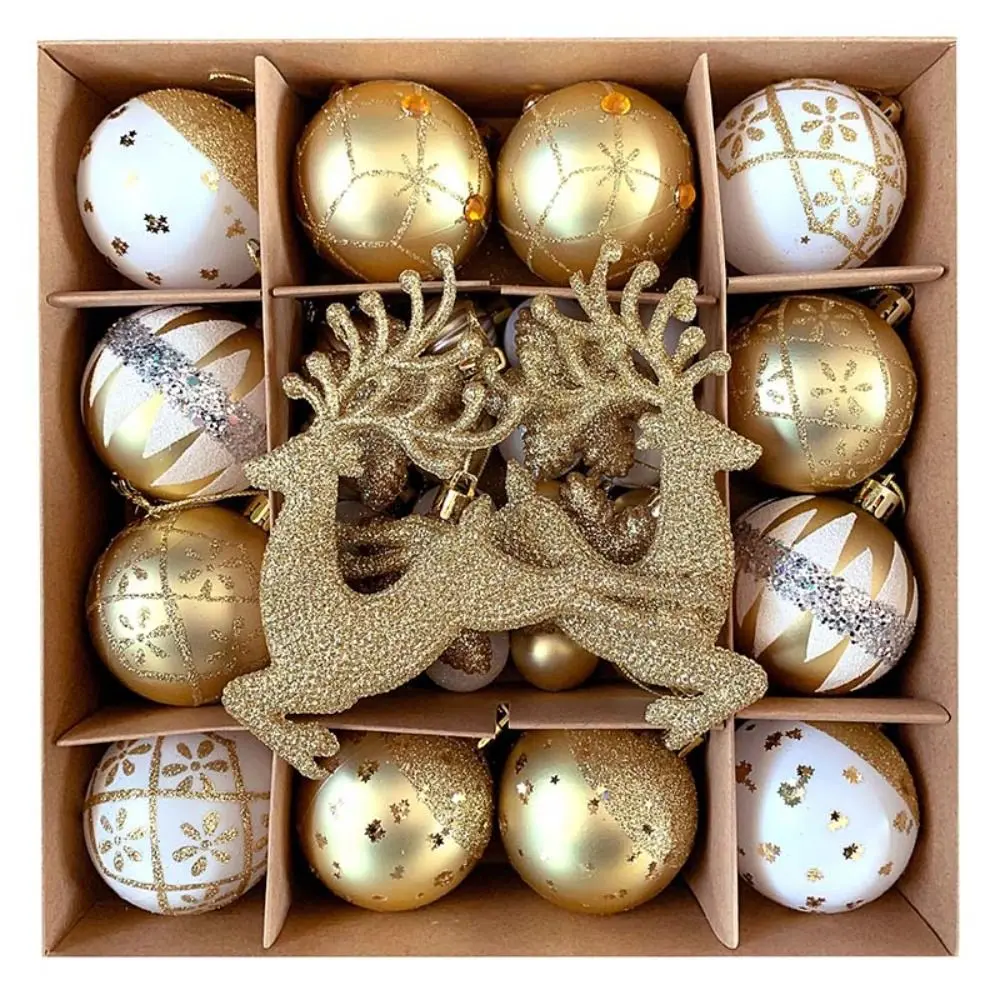 40 unids/set bola de Navidad de alce de colores brillantes galvanizada con lentejuelas árbol de Navidad colgante bola colgante plástico estilos mixtos