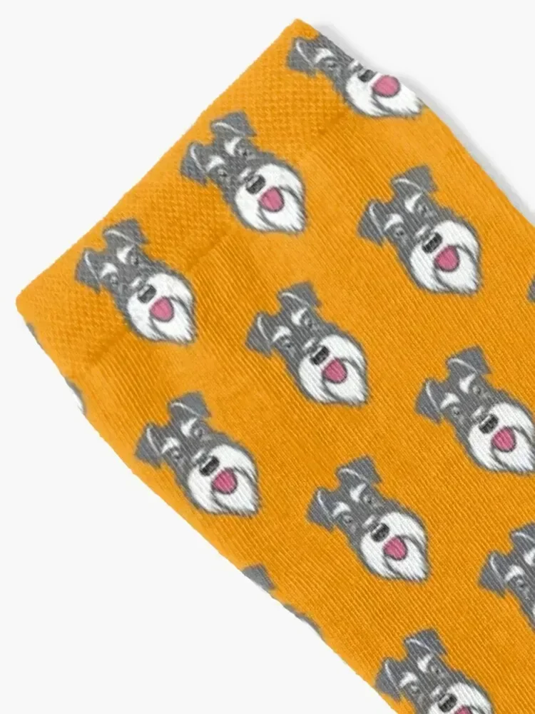 Salt & Pepper schnauzer pattern on orange background Socks japanese fashion sport Socks Man Women's