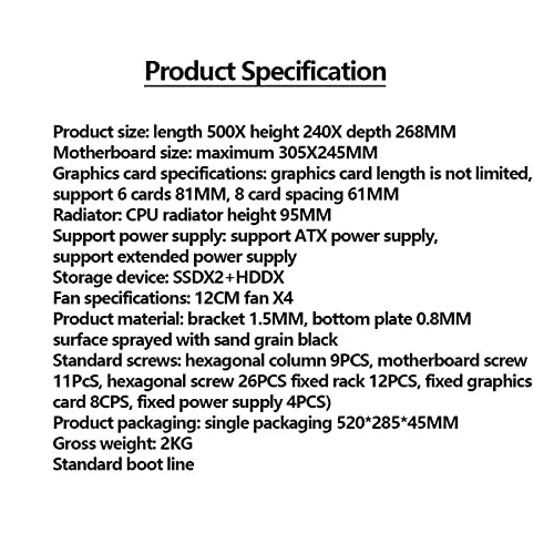 6 بطاقات GPU إطار هوائي مفتوح حامل كمبيوتر