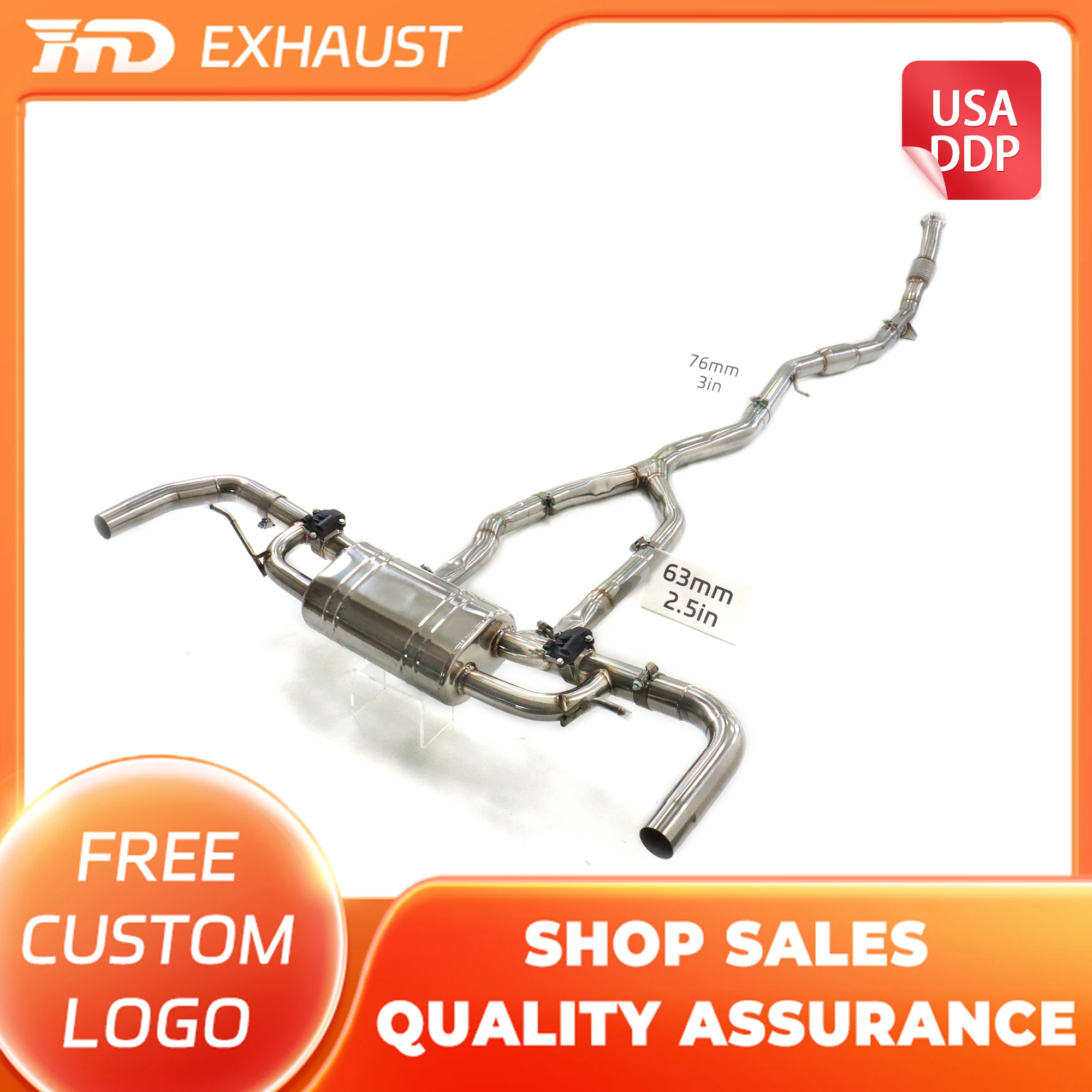 

HMD Hot sale Exhaust System Stainless Steel Performance Catback Exhaust for Mercedes benz GLE53 W167 Muffler Delete Valve