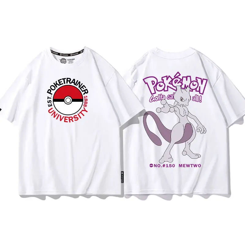 ポケモンアニメ両面プリントコットン Tシャツ夏の新アイテム女性のプラスサイズ Tシャツ Y2K ルーズカジュアル半袖トップ