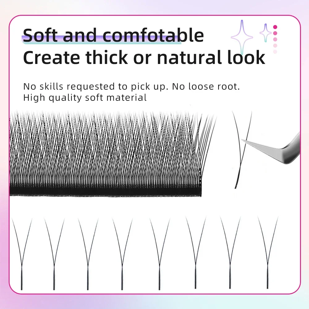 Yelix New 2D Volume Lashes Dark Brown Ultra-thin Y Lash Extension Lightweight Premade Fans Eyelash Extensions