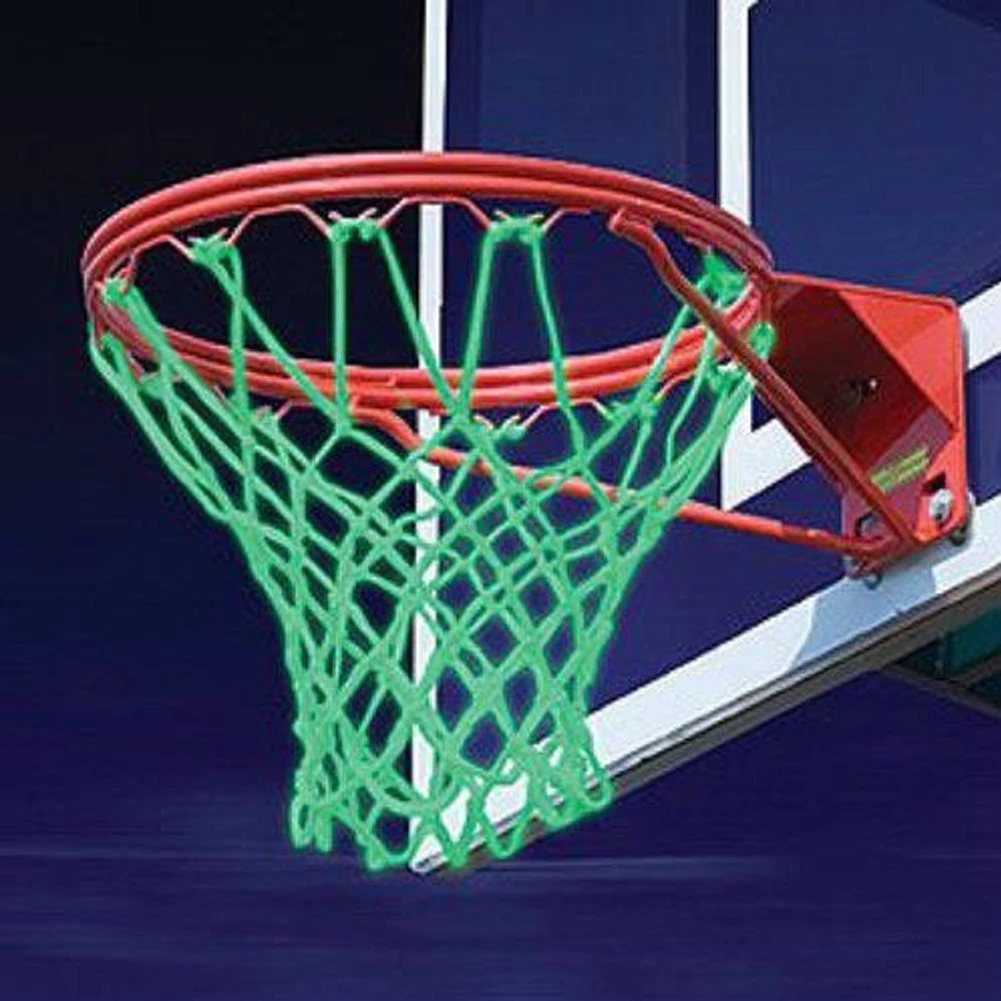 Nightlight Basketball Net Nylon Glowing Basketball Hoop Rim Net 12 Loops Standard Size Glowing Basketball Net Sun Powered