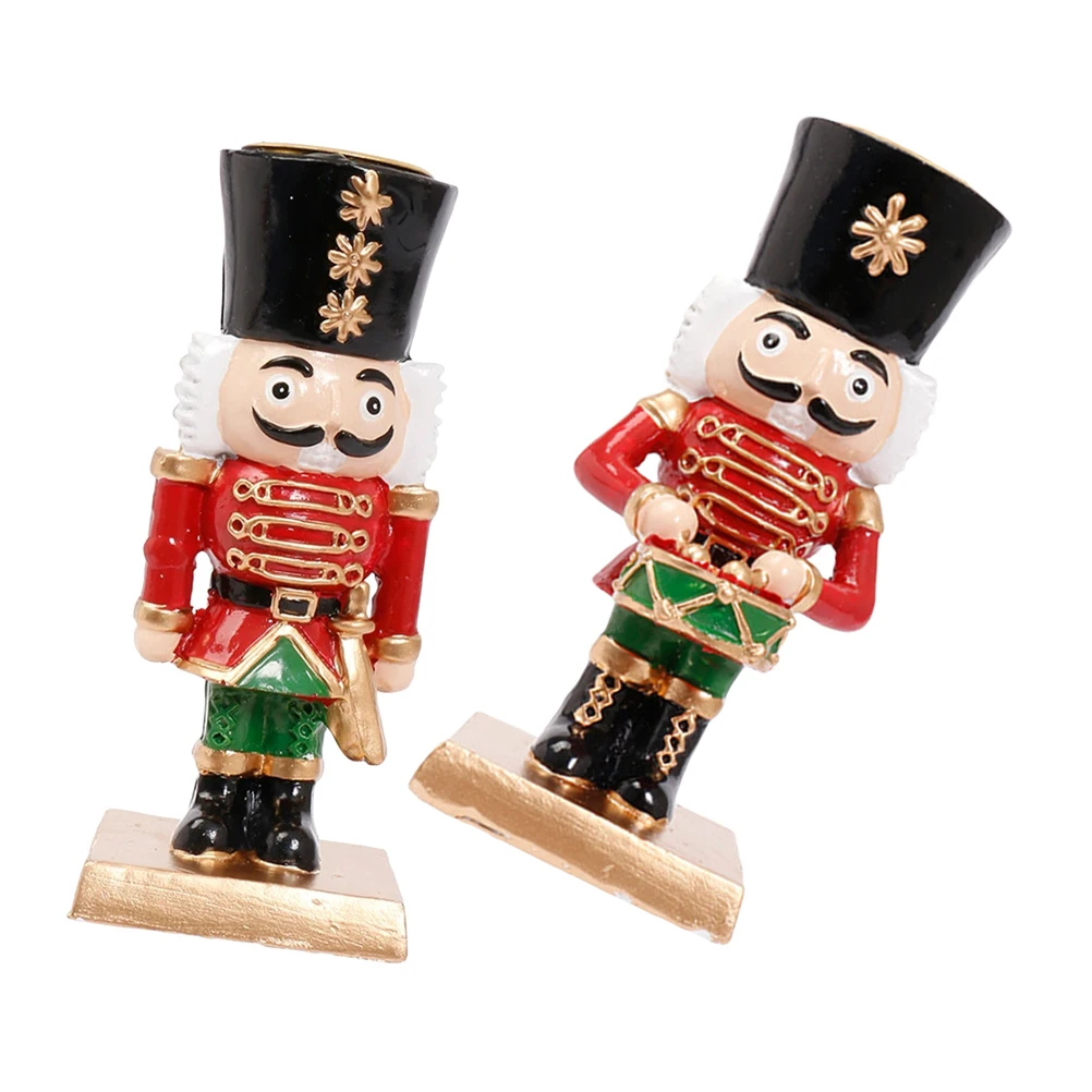 

2 Pcs Christmas Decorations Decorative Candlesticks Centerpieces Nutcracker Dining Table Pedestal
