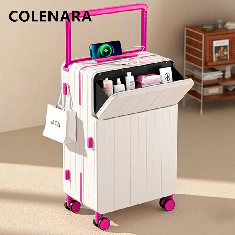 COLENARA valise de haute qualité boîtier d'embarquement de chargement USB 20 "22" 24 "26 pouces ouverture avant boîtier de chariot pour ordinateur portable bagage de cabine