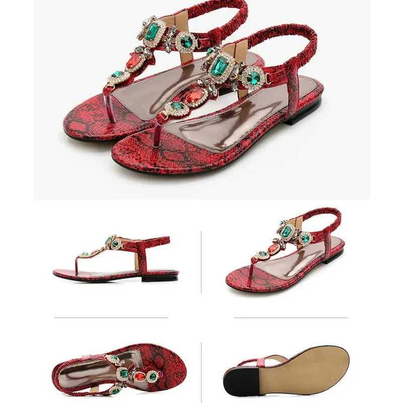 MVVJKELuxury Crystal Sandals Woman Flip Flops Shoes Fashion Summer Flat Sandals Bohemian Ladies Sandals Casual Women Shoes