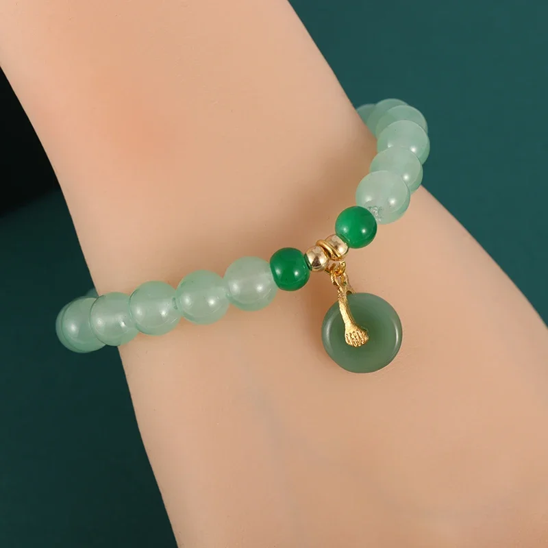 Summer Chinese Style Small Fresh Crystal Bracelet Safety Buckle Light Luxury Niche Exquisite Tianshan Green Bracelet