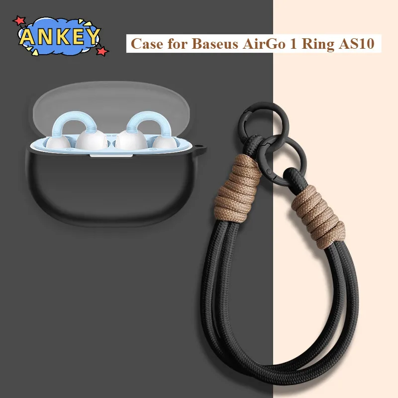 

Чехол для Baseus AirGo с 1 кольцом AS10, мягкий силиконовый защитный портативный ударопрочный корпус с карабином и ремешком