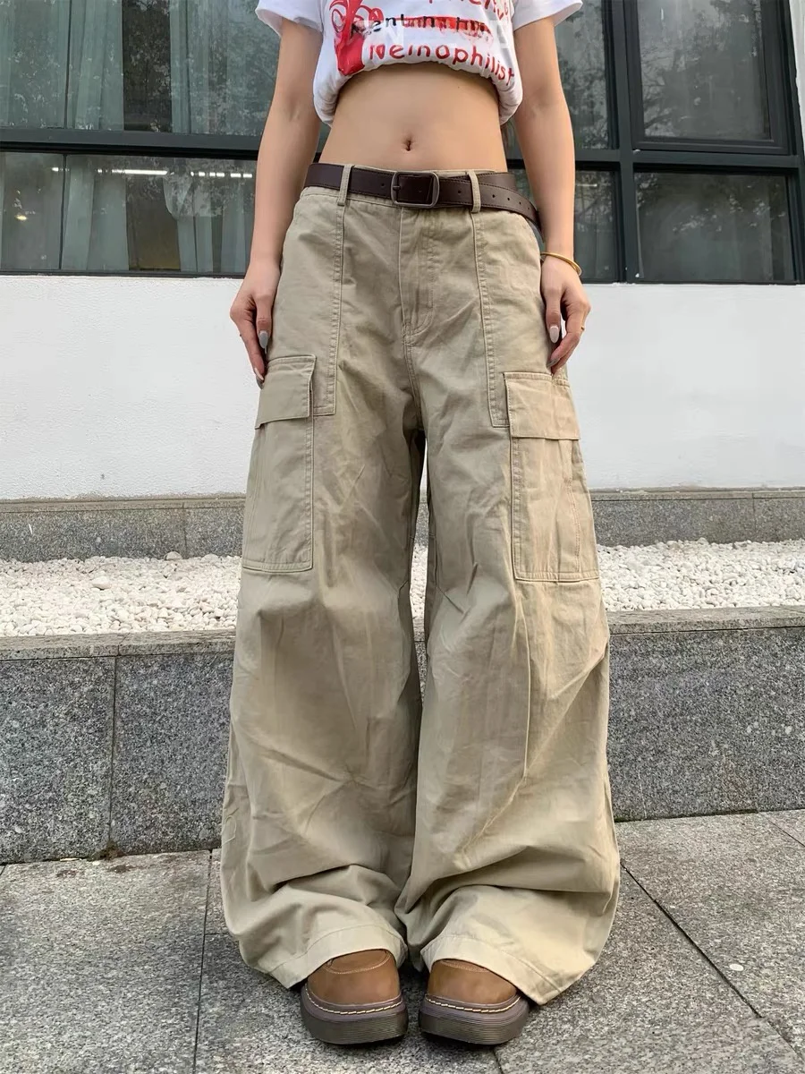 

American Retro Multi-ket Knife Work Pants Casual Loose Wide Leg Long Pants Street Dance Men Women Casual Pants