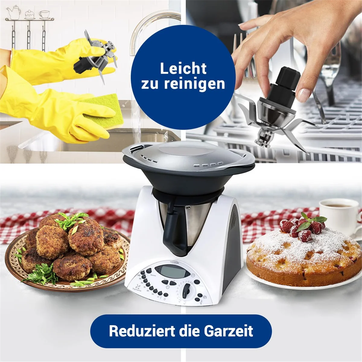 Thermomix用のミキシングナイフの交換,4つのブレードとシール付きのブレード,フードプロセッサーtm31