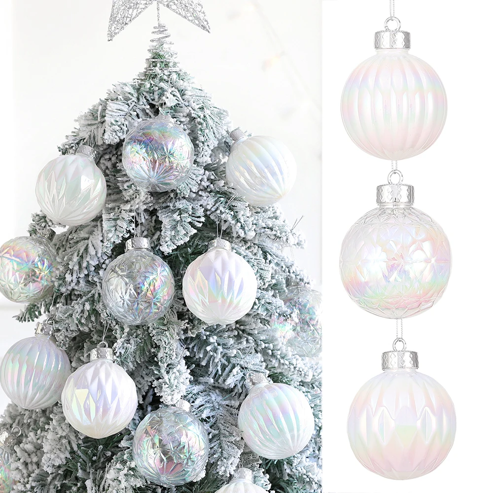 

3/9pcs Christmas Dazzle Hanging Ball Decor Transparent Snowflake Ball Christmas Tree Pendant New Year Home Supply Navidad 2024