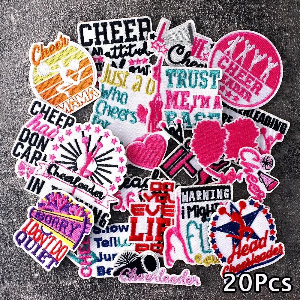 20Pcs/Lot Cheerleading Patches Embroidery Applique Ironing Clothing Sewing Supplies Decorative Handmade Patch CHEER