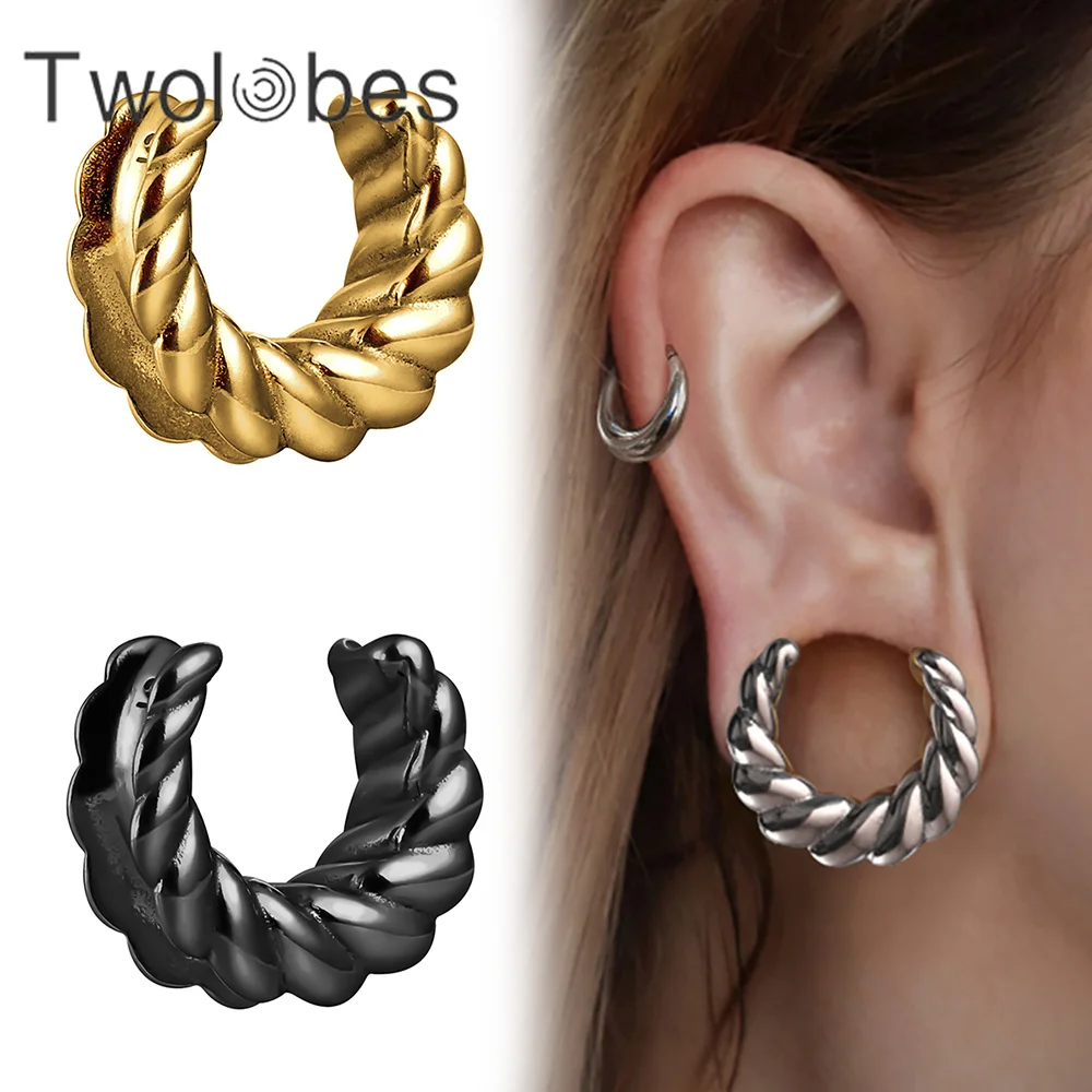 Twolobes 2PCS Moon Saddle Plugs Tunnels Twist 316 Stainless Steel Expander Plugs Piercing Women Body Jewelry Stretcher