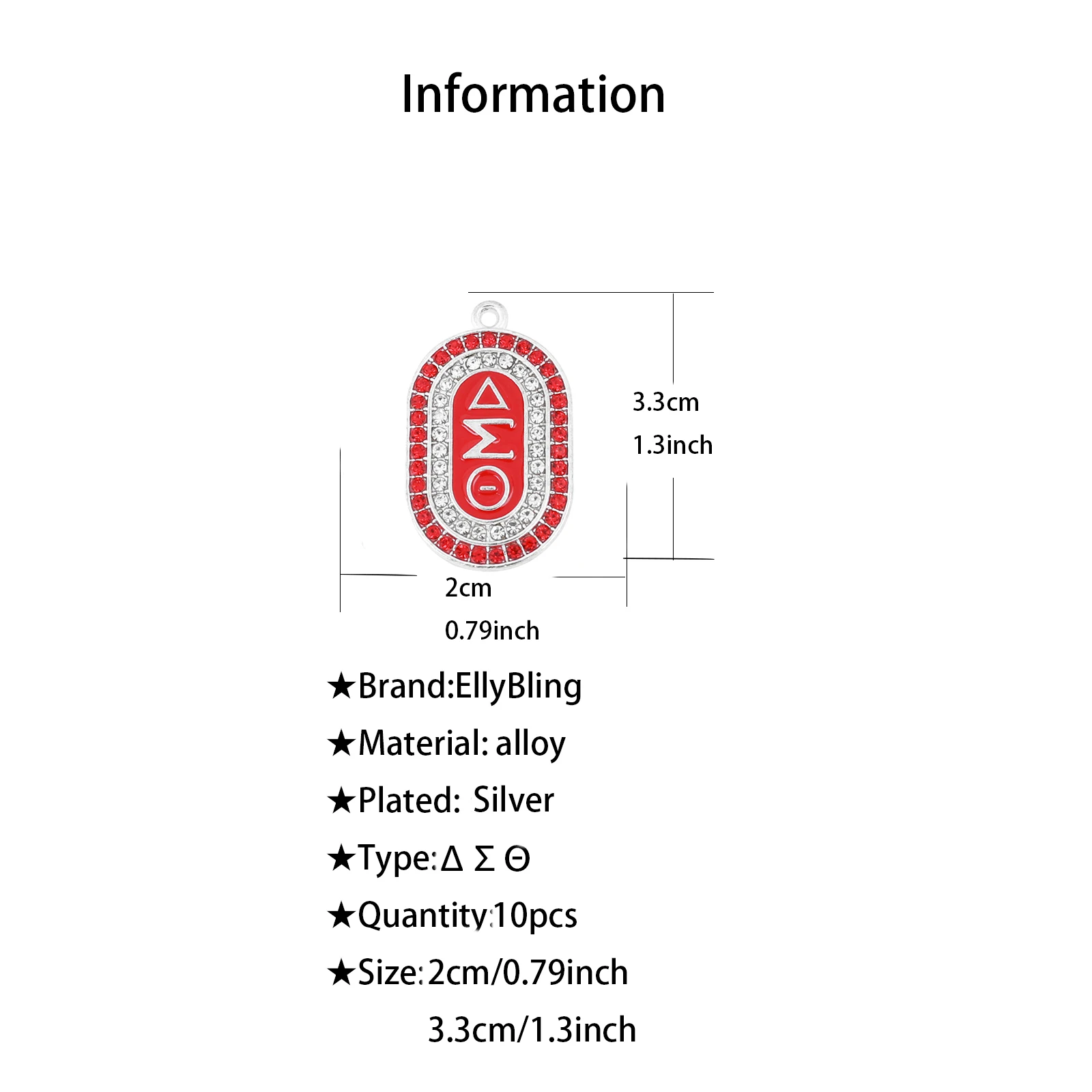 10 Stück Aolly ΔΣΘ Organisation Charms für Frauen DIY Schmuckzubehör