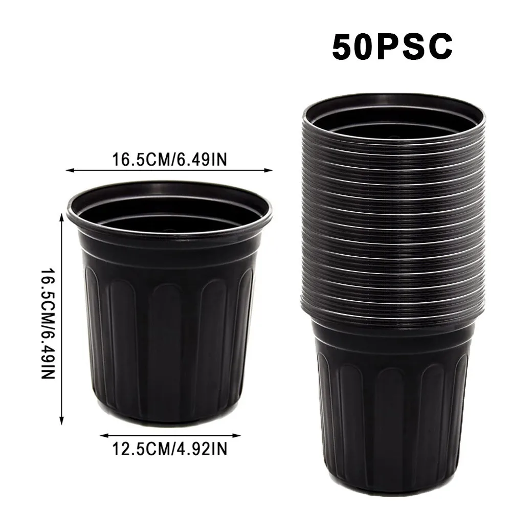 

50pcs Black Soft Plastic Nursery Pot, Seedling Planting Bowl, Breathable Nutrition Plants Cup, Flower Vegetable Garden Grow Bags