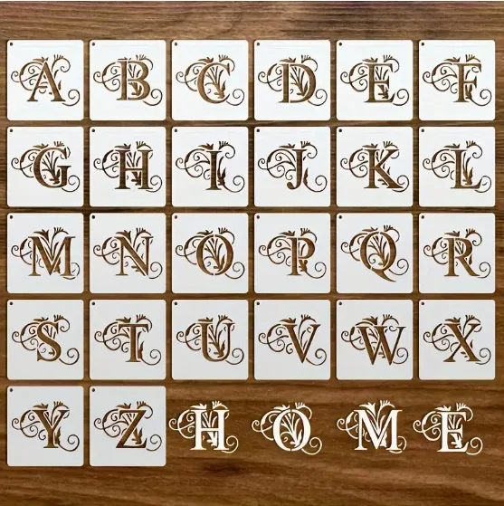 

26 pcs/set ABC letter painting hollow painting template suitable for DIY crafts, wood, walls, canvas, paper, stencil painting