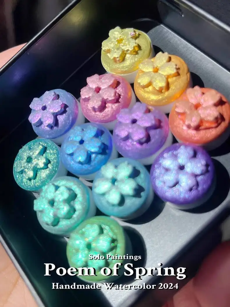 

«Поэма весны» | Высококачественная перламутровая акварель ручной работы |Серия Gentle Cream-Colored