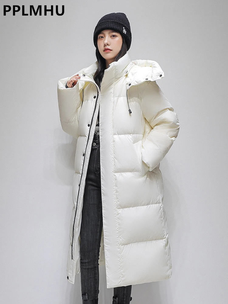 Parkas longs à capuche épais pour femmes, vestes rembourrées en coton coupe-vent, vêtements de neige coréens, grande taille, hiver